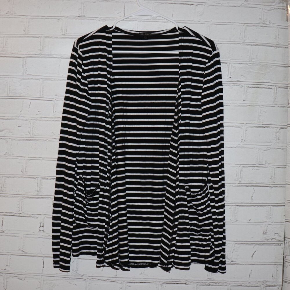 ⚓ Coco + Carmen Striped Open‑Front Cardigan · L/XL